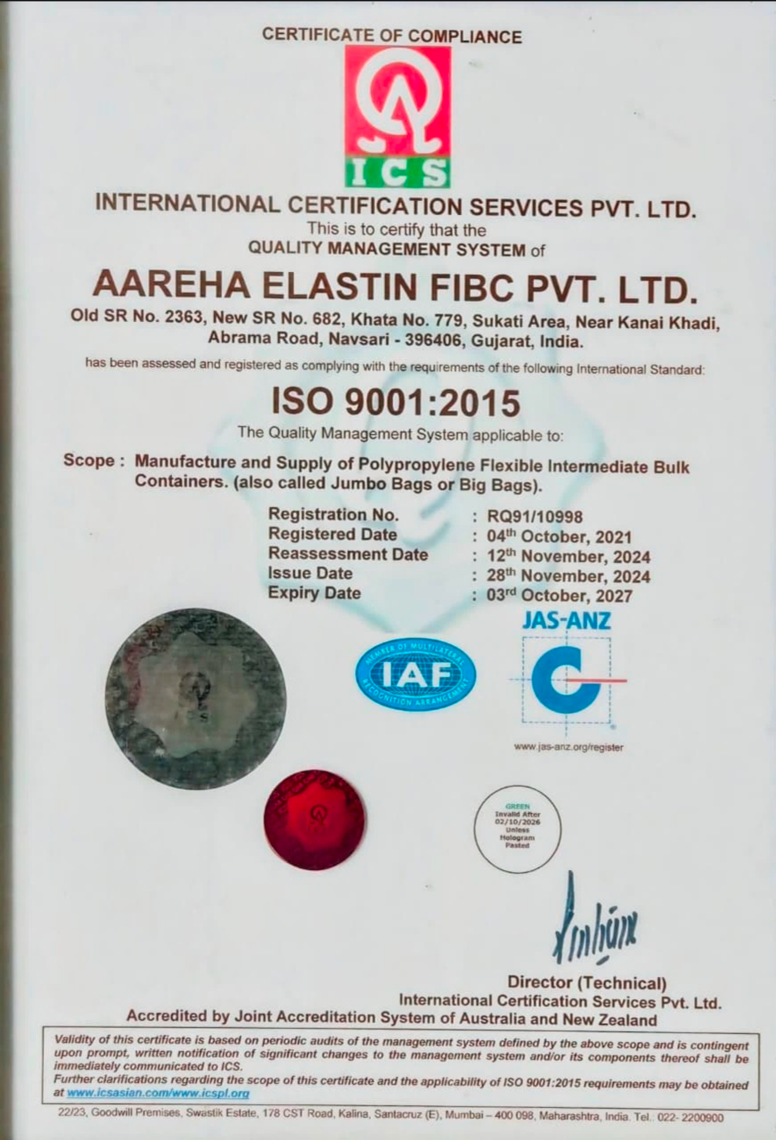 ISO-9001:2015 Certificate